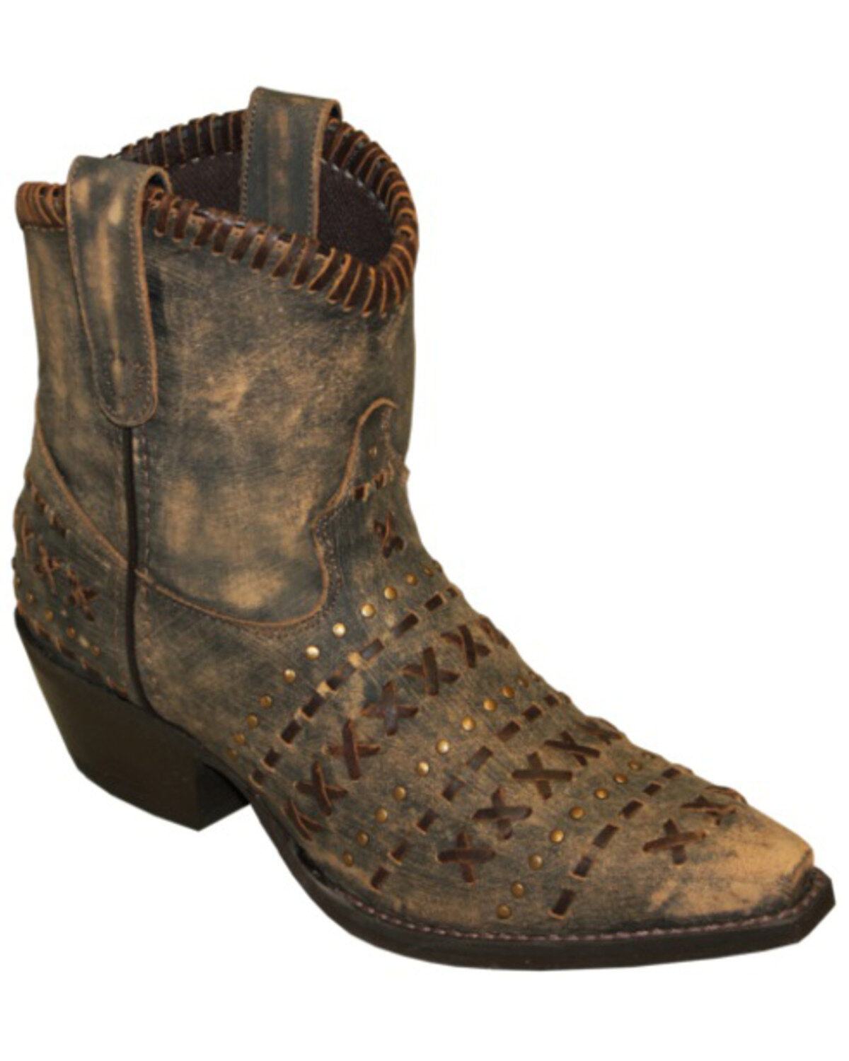 Image #1 - Abilene Women's Rawhide Sanded Western Booties - Snip Toe, , hi-res