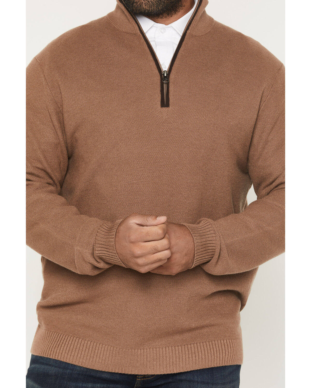 Image #3 - Cody James Black 1978® Men's Parker Solid 1/4 Zip Pullover Sweater, Camel, hi-res