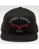 Kimes Ranch Men's Arched Horns Logo Embroidered Solid-Back Trucker Cap , Black, hi-res