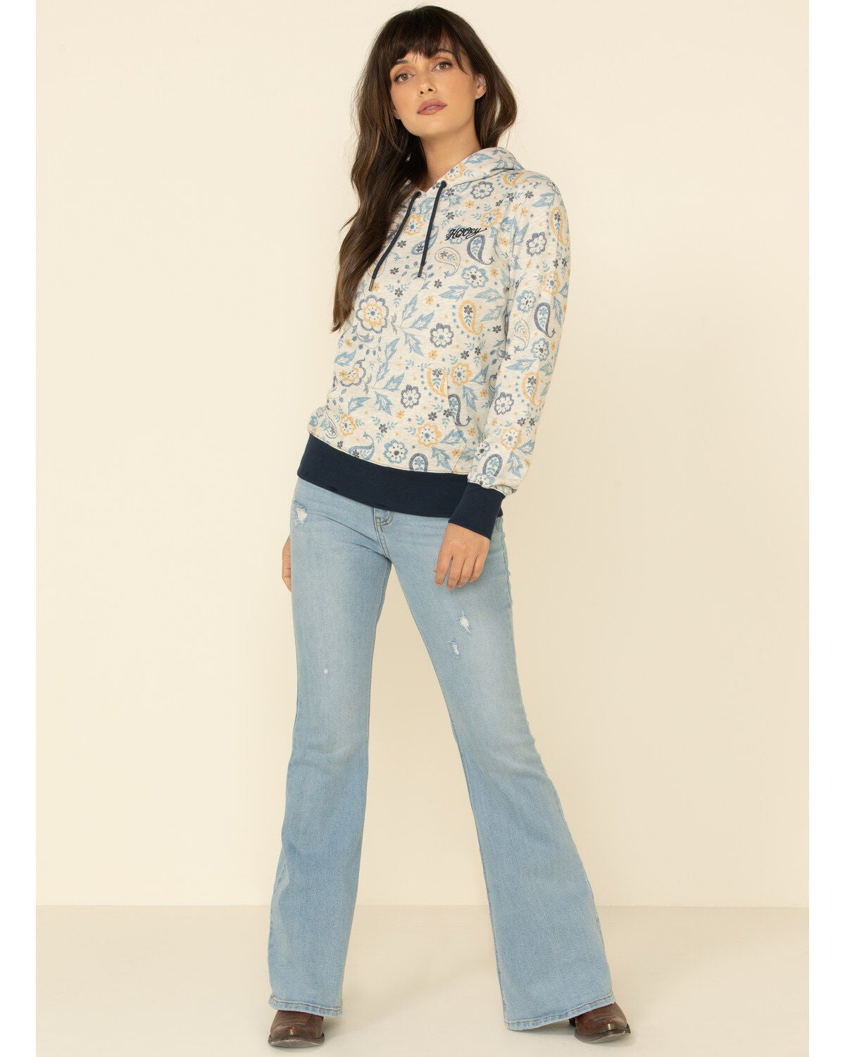 Image #2 - HOOey Women's Cream Paisley Hoodie Sweatshirt, , hi-res