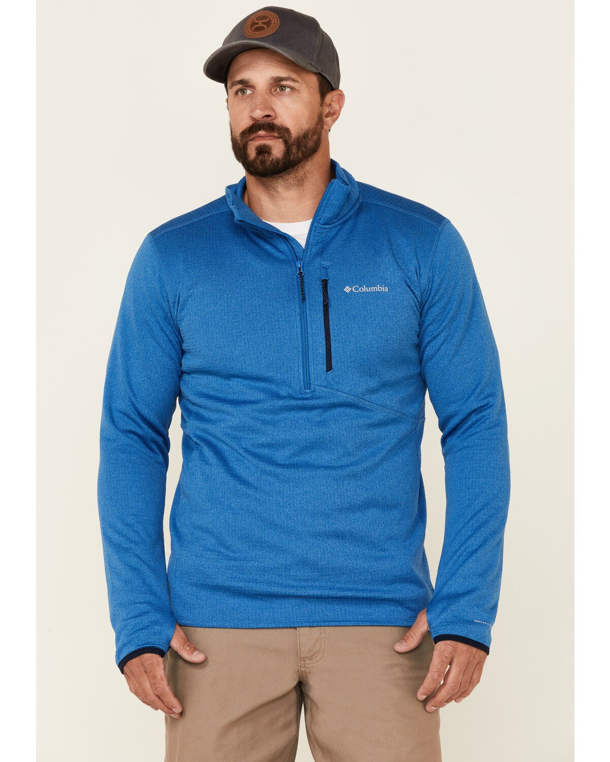 Columbia Men's Heather Indigo Park View 1/2 Zip Fleece Pullover, Blue, hi-res