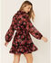 Lovestitch Women's Magenta Floral Floral Lace Trim Mini Dress, Magenta, hi-res