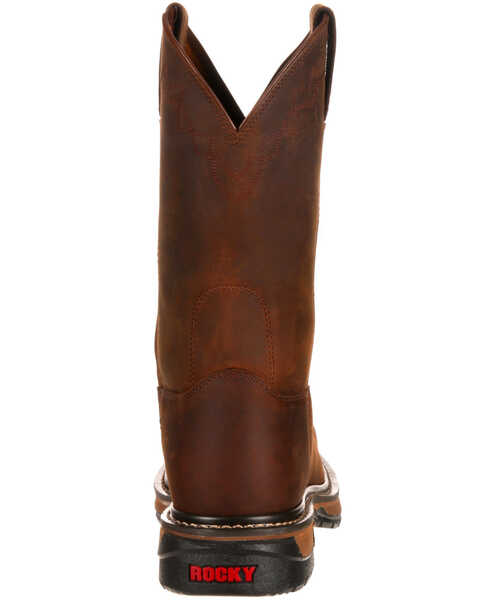 Image #4 - Rocky Men's Original Ride Western Work Boots - Square Toe, Dark Brown, hi-res