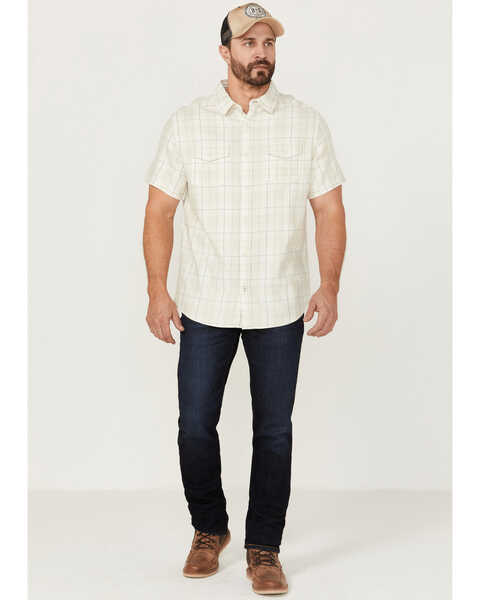 Brothers & Sons Men's Large Plaid Short Sleeve Button-Down Western Shirt , Cream, hi-res