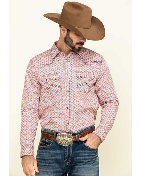 Image #1 - Cody James Men's Basket Case Geo Print Long Sleeve Western Shirt , , hi-res