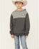 Image #1 - Cinch Boys' 1/4 Button-Down Hooded Pullover, Charcoal, hi-res