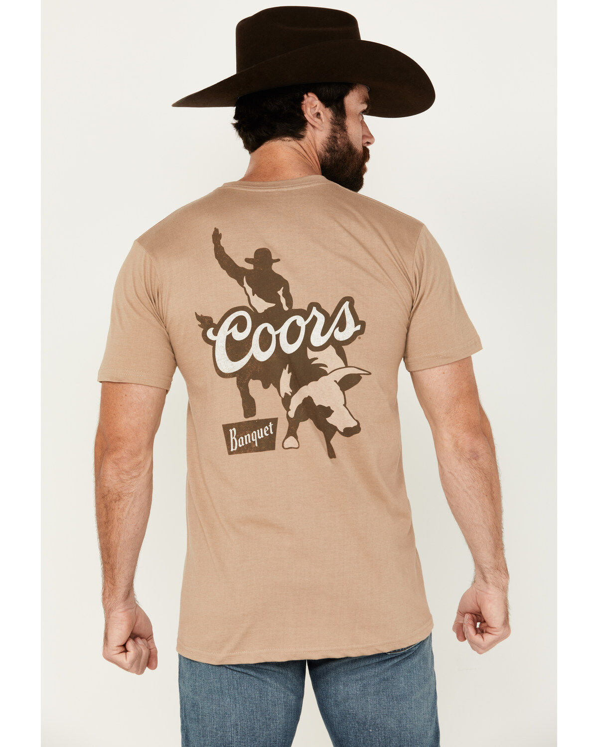 Image #1 - Coors Men's Banquet Bull Rider Short Sleeve Graphic T-Shirt, Sand, hi-res