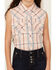 Image #3 - Cumberland Outfitters Girls' Plaid Print Sleeveless Pearl Snap Western Shirt, Peach, hi-res