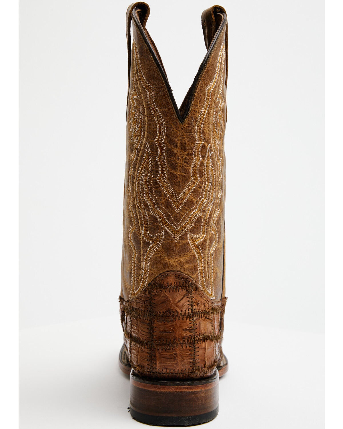 Image #5 - Circle G Men's Orix Caiman Patchwork Western Boots - Broad Square Toe, Tan, hi-res