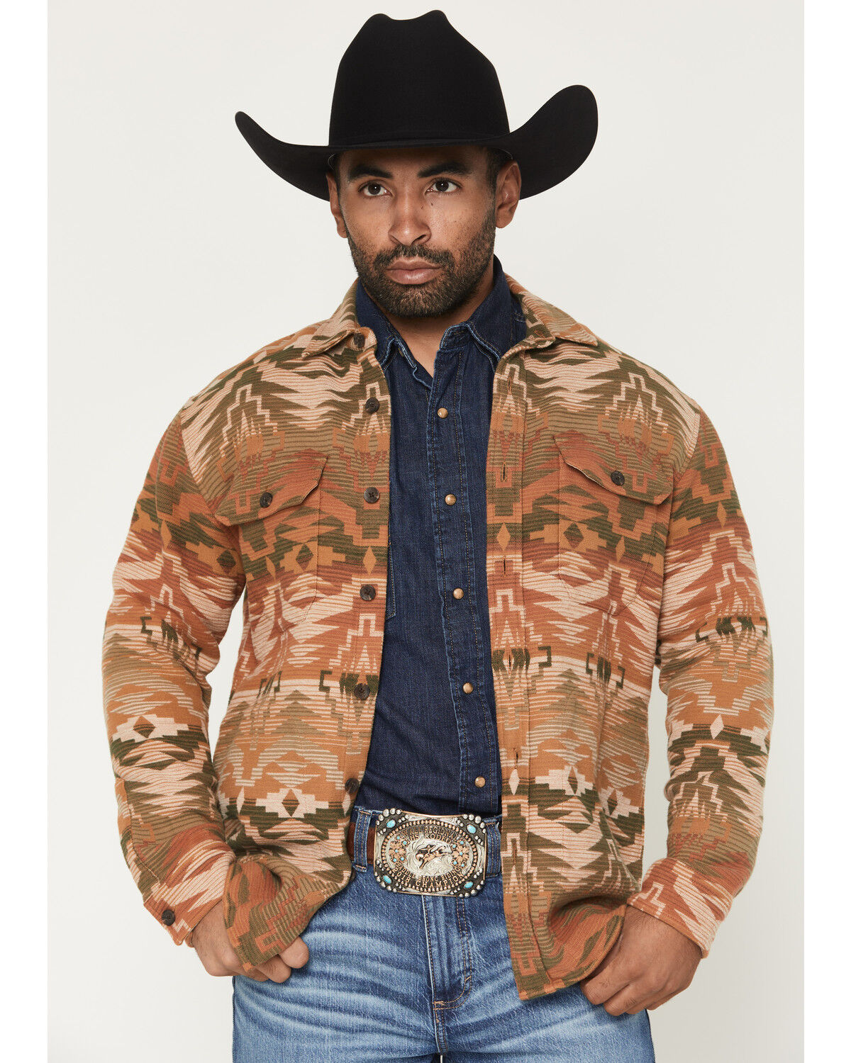 Image #1 - Pendleton Men's Driftwood Printed Button-Down Shirt Jacket, Olive, hi-res