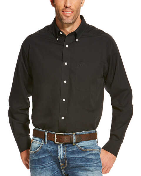 Ariat Men's Wrinkle Free Button Long Sleeve Button-Down Western Shirt , Black, hi-res