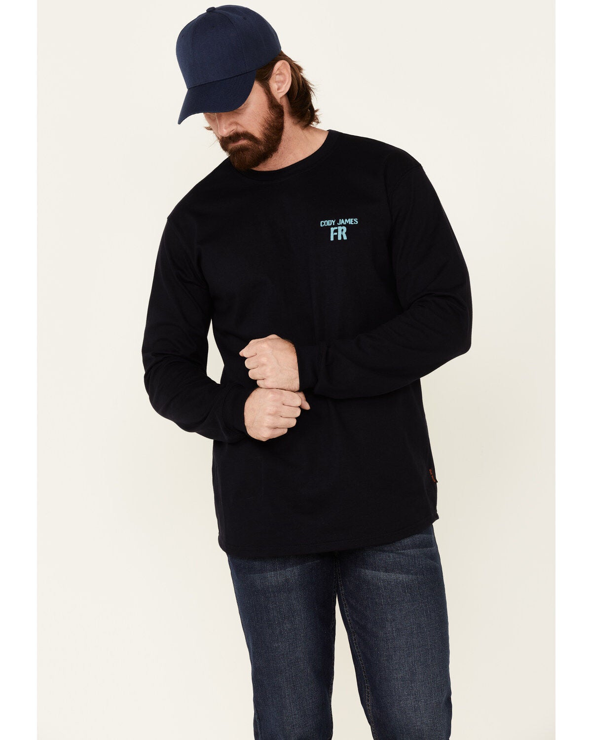 Cody James Men's FR Back Graphic Long Sleeve Work T-Shirt, Navy, hi-res