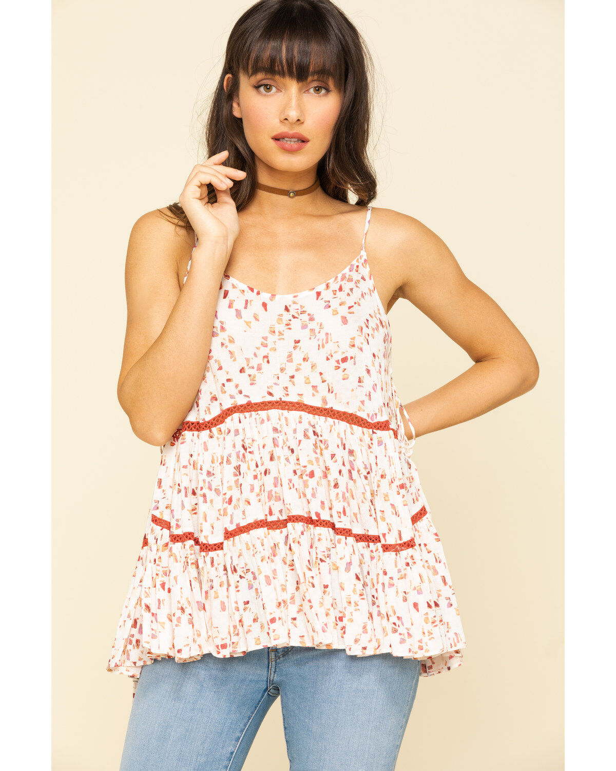 Image #1 - Miss Me Women's Printed Sleeveless Tiered Top, , hi-res