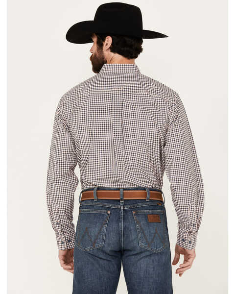 Image #4 - Ariat Men's Oswald Plaid Print Long Sleeve Button-Down Western Shirt, Peach, hi-res