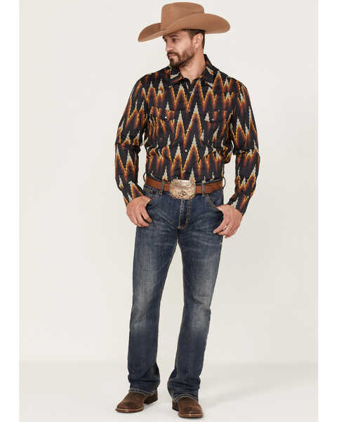 Image #2 - Dale Brisby Men's All-Over Digtal Print Long Sleeve Snap Western Shirt , Charcoal, hi-res