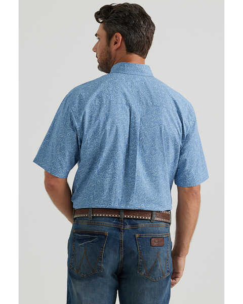 Image #3 - George Strait by Wrangler Men's Paisley Print Short Sleeve Stretch Western Shirt - Big , Blue, hi-res