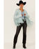 Double D Ranch Women's Sonora Fringe Leather Jacket, Turquoise, hi-res