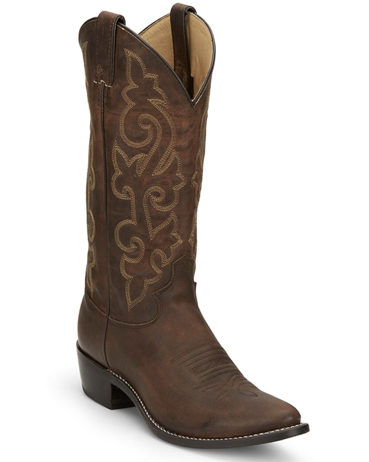 Justin Men's Leather Western Boots - Round Toe, Brown, hi-res