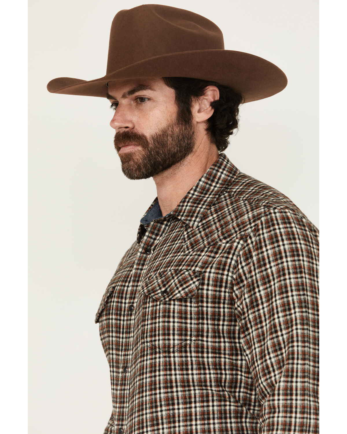 Image #2 - Cody James Men's Jenks Plaid Print Long Sleeve Snap Western Shirt, Grey, hi-res