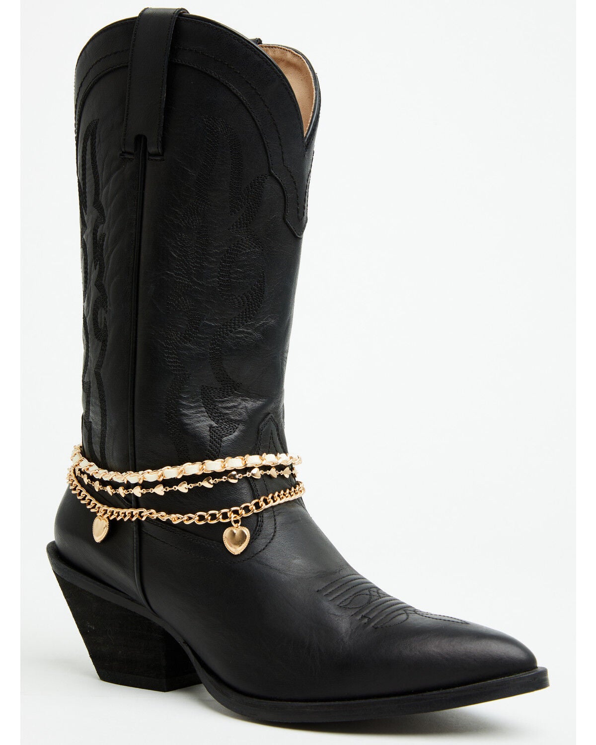 Image #1 - Shyanne Women's Ribbon and Chain Heart Boot Jewelry, Gold, hi-res