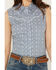 Image #3 - Ely Walker Women's Medallion Print Sleeveless Pearl Snap Western Shirt, Blue, hi-res