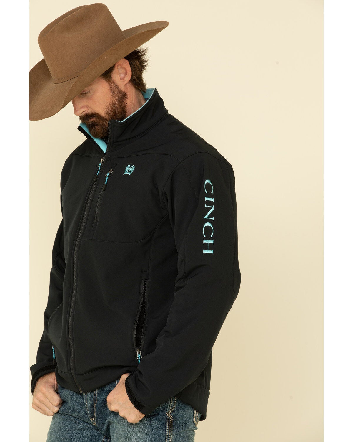 cinch men's black softshell bonded jacket