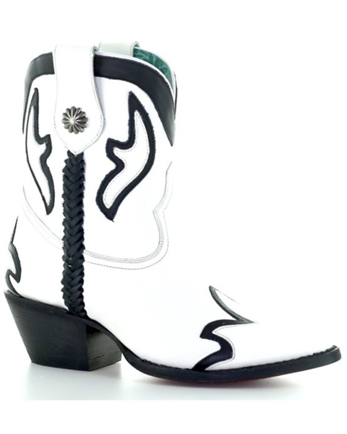 Corral Women's Braided Western Booties - Snip Toe, Black/white, hi-res