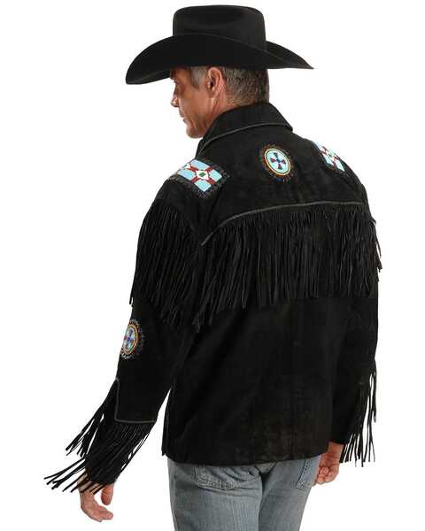 Image #3 - Liberty Wear Eagle Bead Fringed Suede Leather Jacket, Black, hi-res