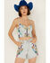 Image #1 - Blank NYC Women's Light Wash Picnic Date Embroidered Denim Crop Top, , hi-res