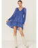 Beyond The Radar Women's Long Sleeve Knit Mini Dress, Blue, hi-res