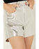 Image #2 - BLANKNYC Women's High Rise Metallic Shorts, Silver, hi-res