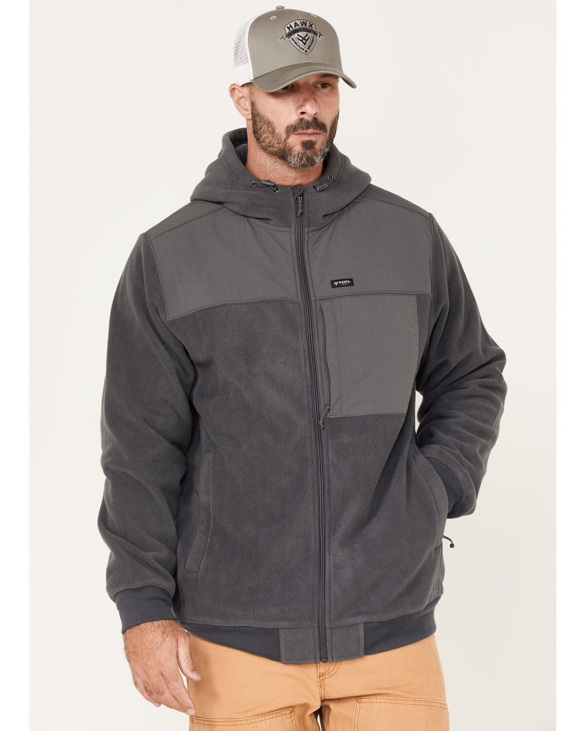 Hawx Men's Polar Fleece Jacket, Charcoal, hi-res