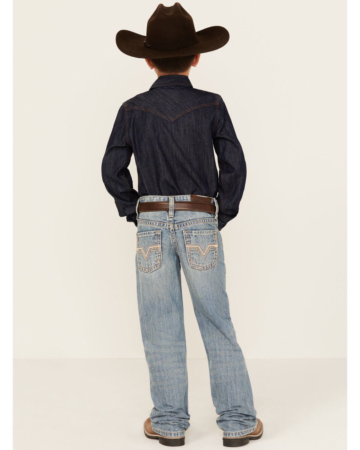Image #3 - Rock & Roll Denim Boys' Light Wash V Stitch Bootcut Jeans, Blue, hi-res