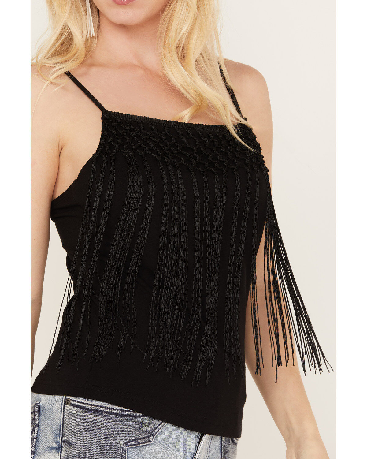 Image #3 - Idyllwind Women's Damara Dancing Fringe Tank Top, Black, hi-res