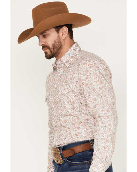 Rough Stock by Panhandle Men's Paisley Print Long Sleeve Stretch Western Shirt, Rust Copper, hi-res