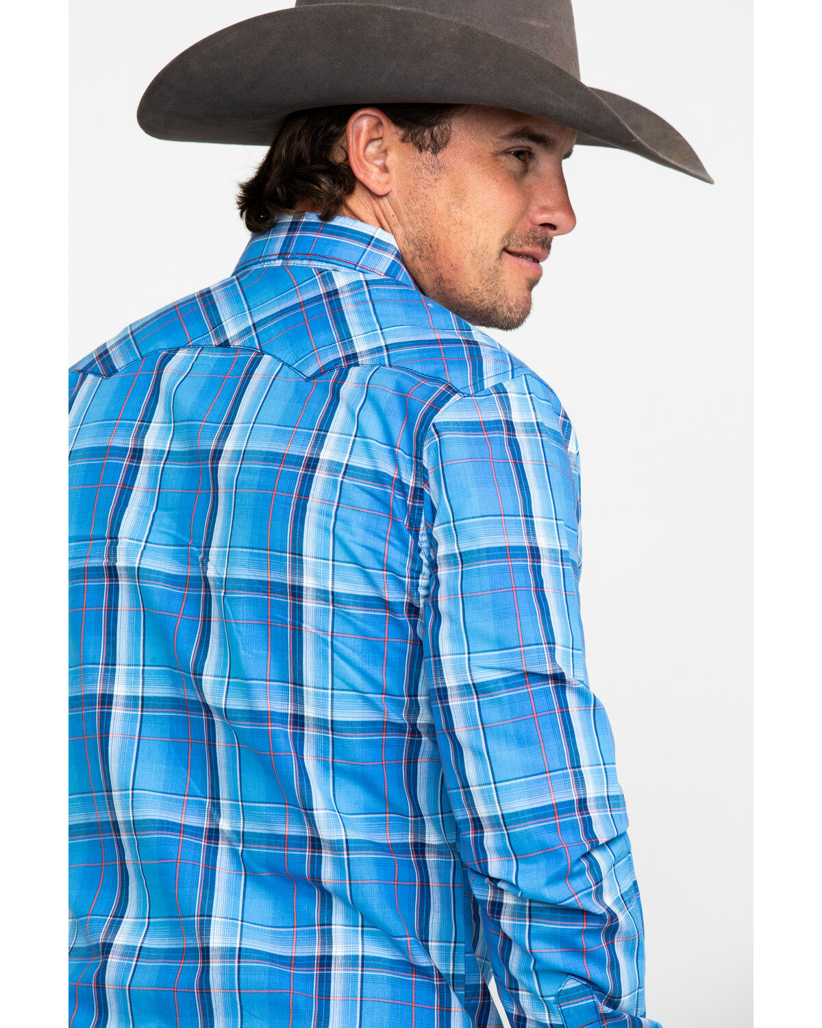 Image #5 - Wrangler Retro Men's Blue Large Plaid Long Sleeve Western Shirt , , hi-res