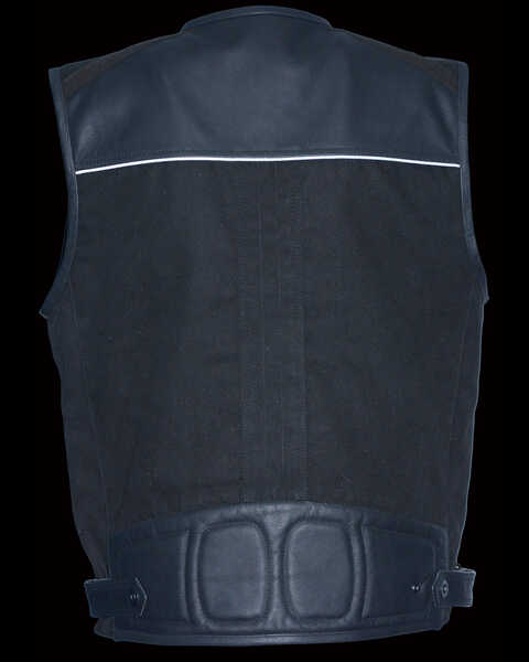 Image #2 - Milwaukee Leather Men's Leather & Canvas Zipper Front Super Utility Multi Pocket Vest, , hi-res
