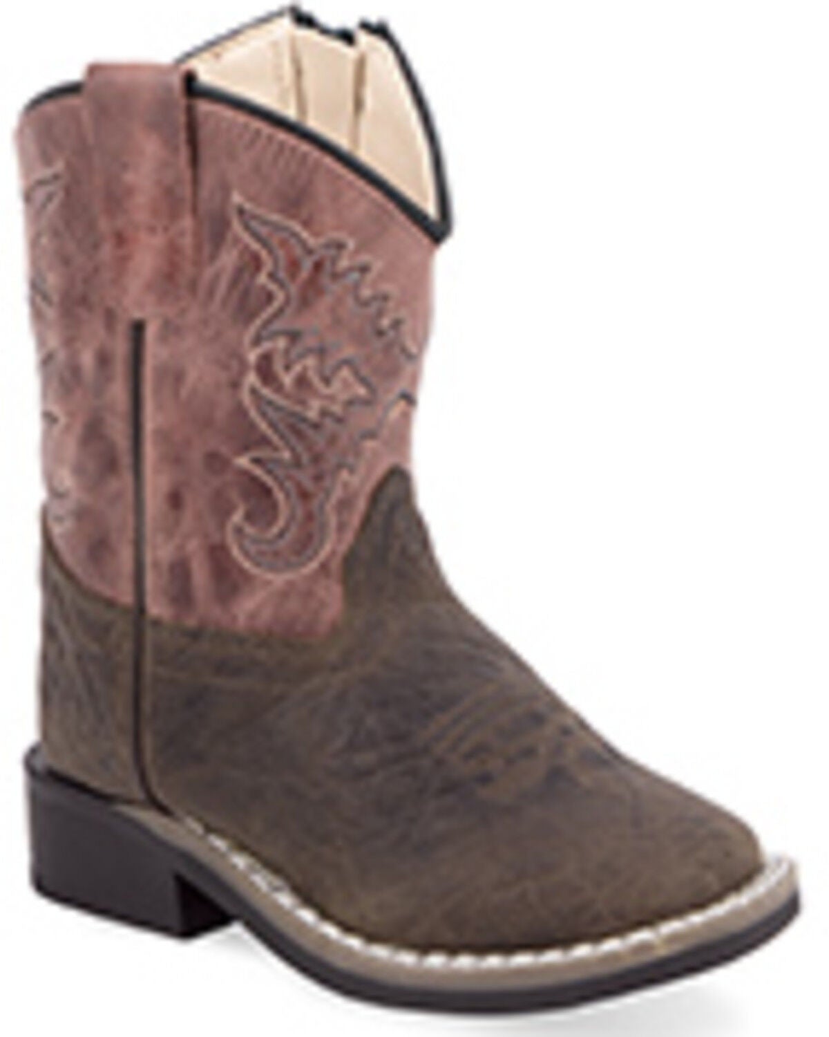 Old West Toddler Girls' Western Boots - Broad Square Toe, Light Pink, hi-res