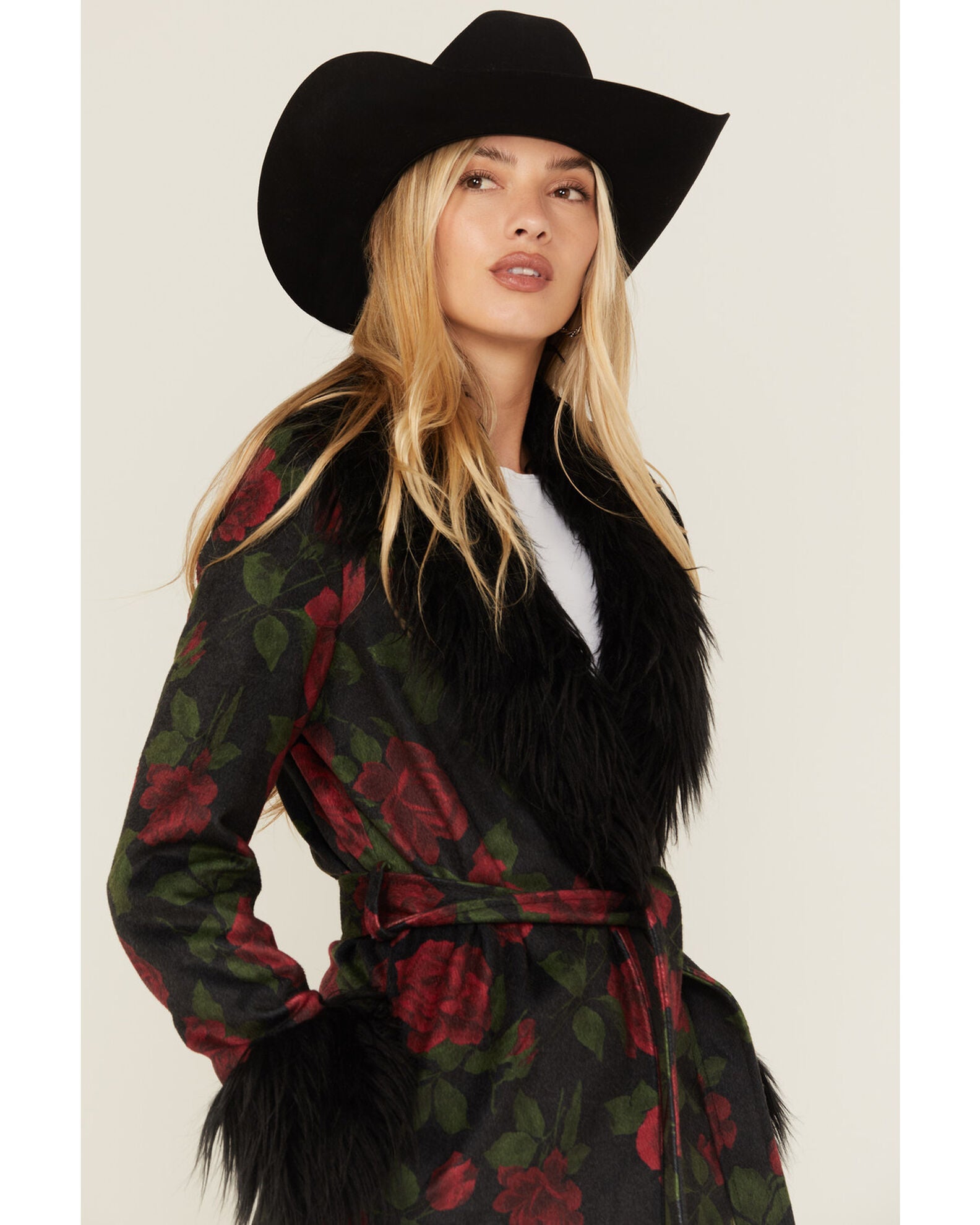Show Me Your Mumu Women's Red Rose Long Coat,
