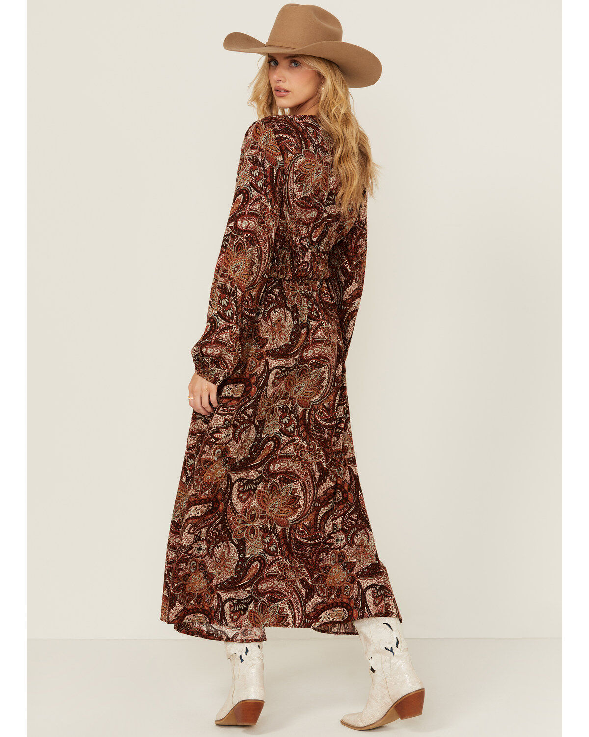 Image #4 - Wrangler Retro Women's Paisley Print Long Sleeve Maxi Dress, , hi-res