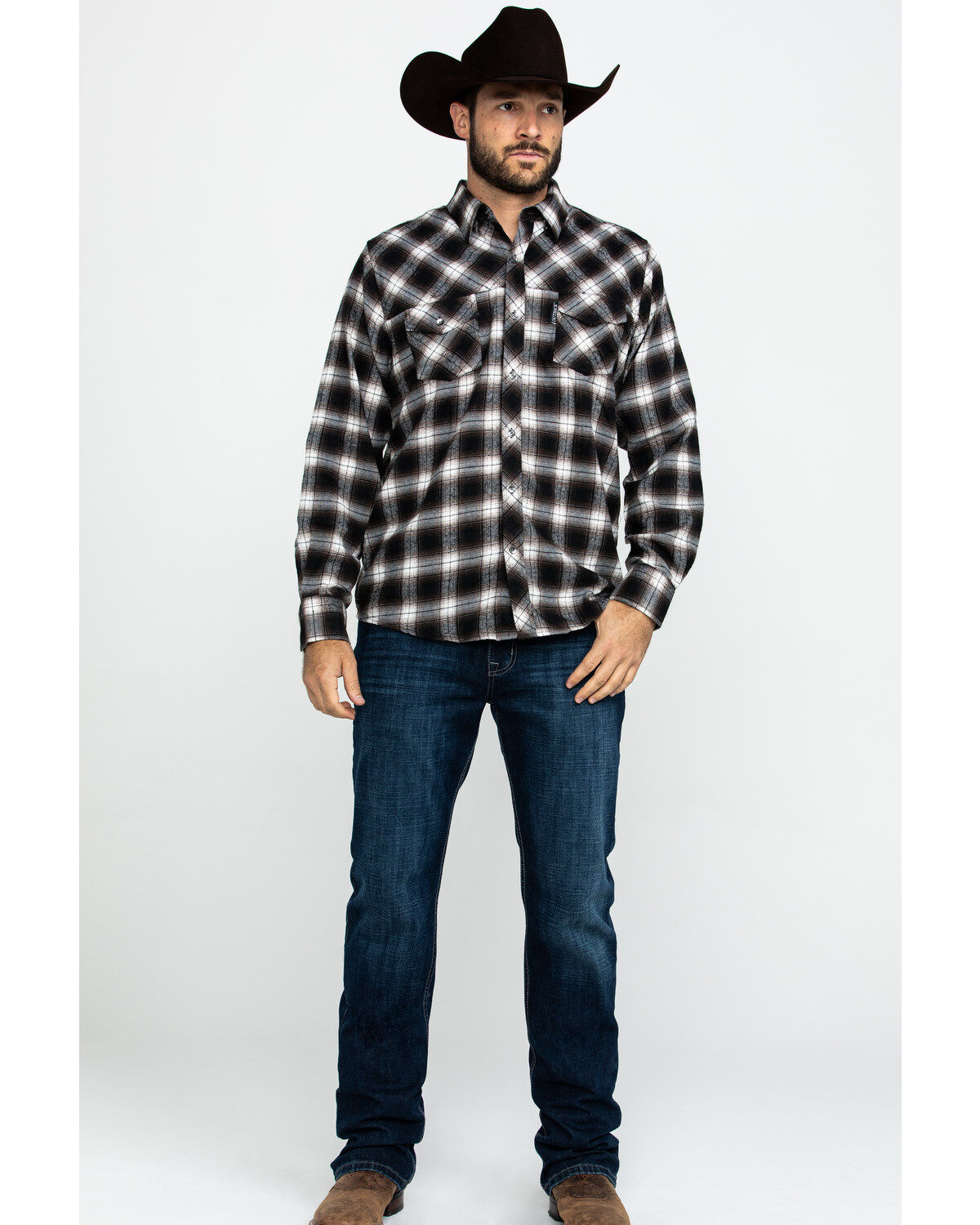 Image #6 - Outback Trading Co. Men's Rogan Performance Flannel Shirt, Brown, hi-res