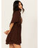 Image #2 - Shyanne Women's Embroidered Mesh Crinkle Mini Dress, Dark Brown, hi-res