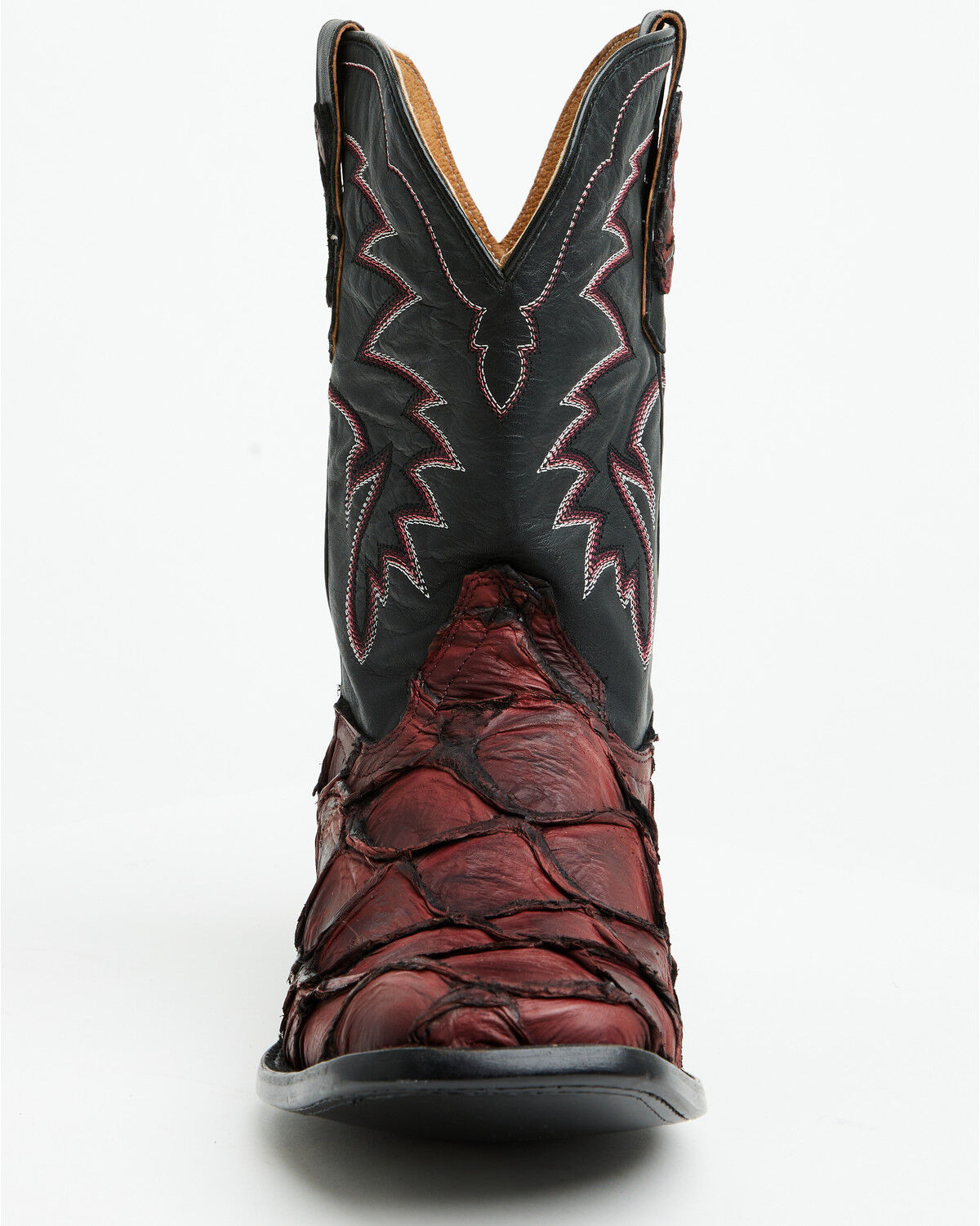 Image #4 - Cody James Men's Exotic Pirarucu Western Boots - Broad Square Toe, Black Cherry, hi-res