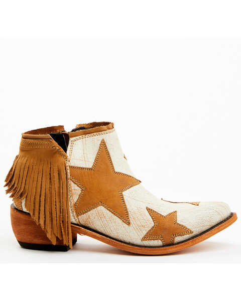 Caborca Silver by Liberty Black Women's Sybil Star Fringe Booties - Round Toe, Tan, hi-res