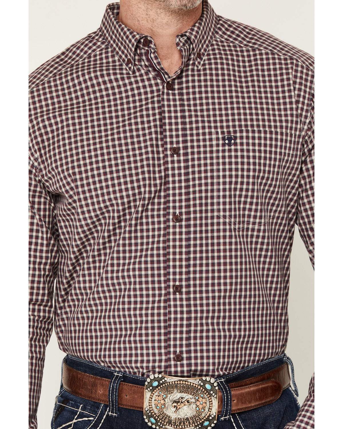 Image #3 - Ariat Men's Pro Series Jarvis Plaid Print Long Sleeve Button-Down Western Shirt, Blue, hi-res