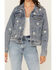 Image #3 - Veveret Women's Medium Wash Daisy Embroidered Denim Jacket, , hi-res