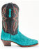 Dan Post Women's Exotic Seabass Skin Western Boots - Square Toe, Black/turquoise, hi-res