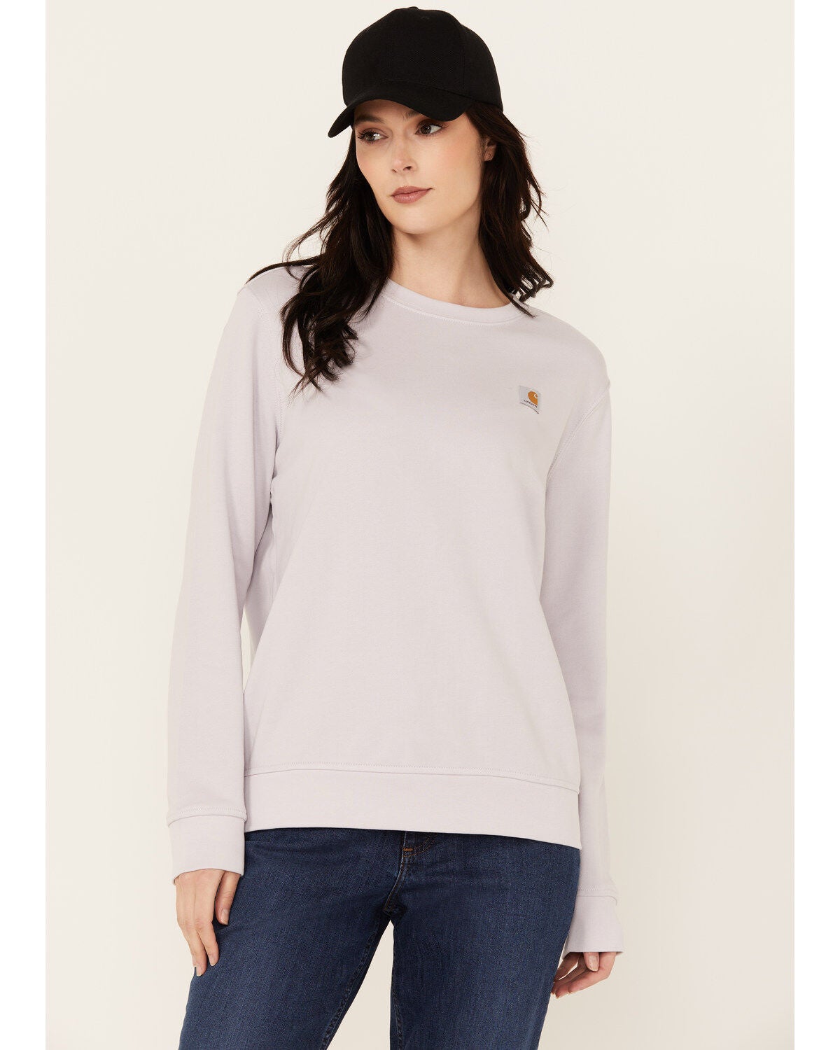 Carhartt Women's Relaxed Fit Midweight Crewneck Sweatshirt, Light Purple, hi-res