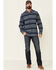 North River Men's Striped Long Sleeve Western Flannel Shirt , Blue, hi-res