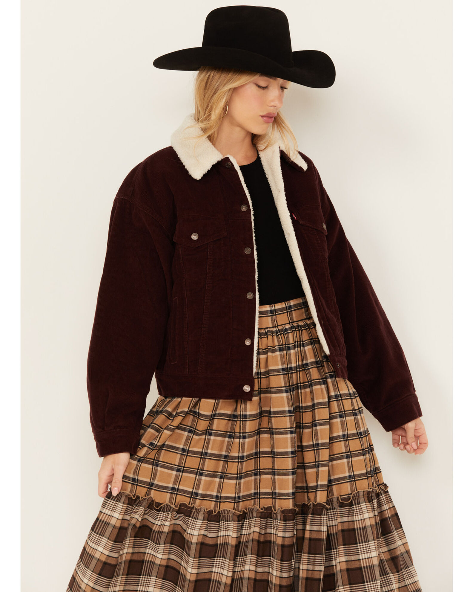 Crop cord hotsell sherpa trucker jacket